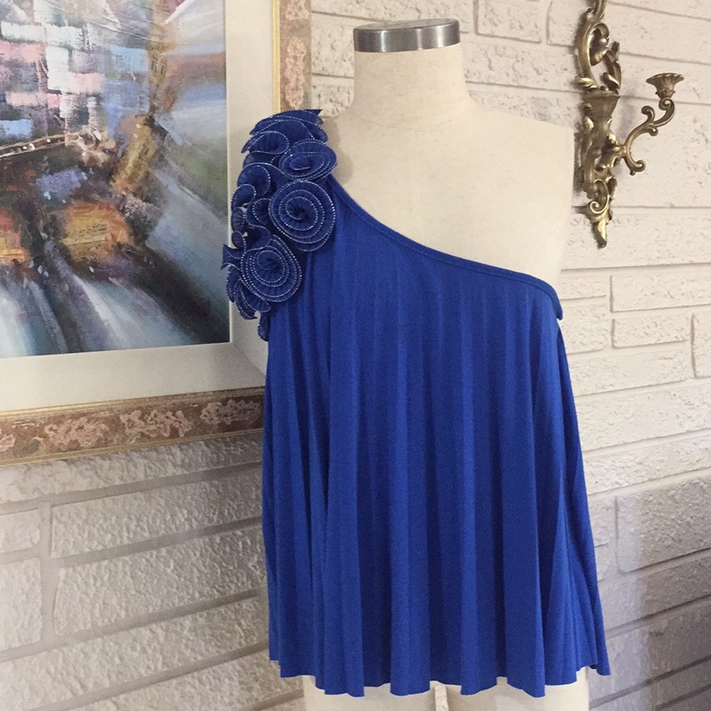 Fiona & Purple Accordion Pleated One Shoulder Top